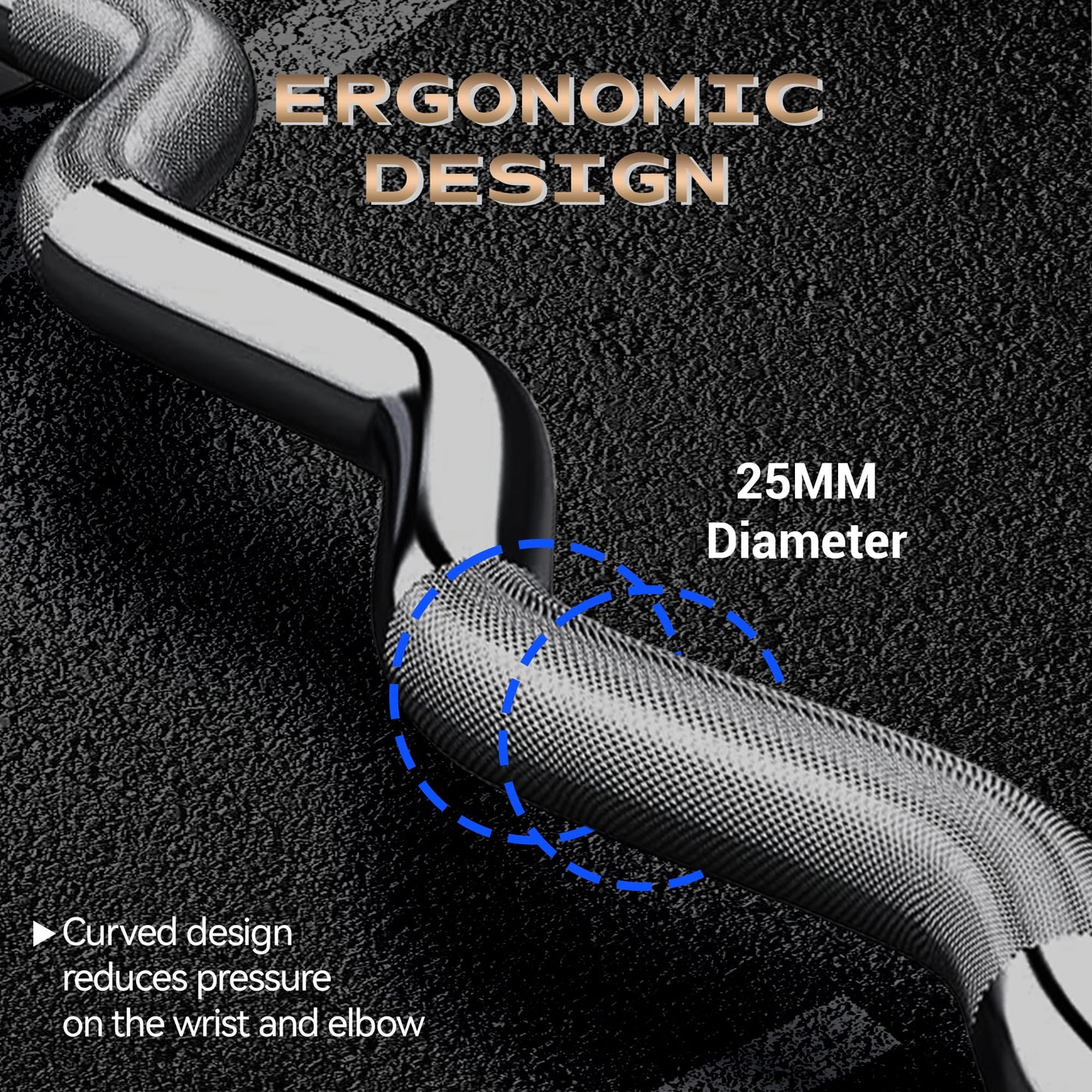 47" Olympic EZ Curl Bar - 500lb Capacity Heavy Duty Chrome Curling Bar for Biceps Triceps Workout, With 2 Spring Collars, Fits 2" Standard Weight Plates for Home & Gym Strength Training