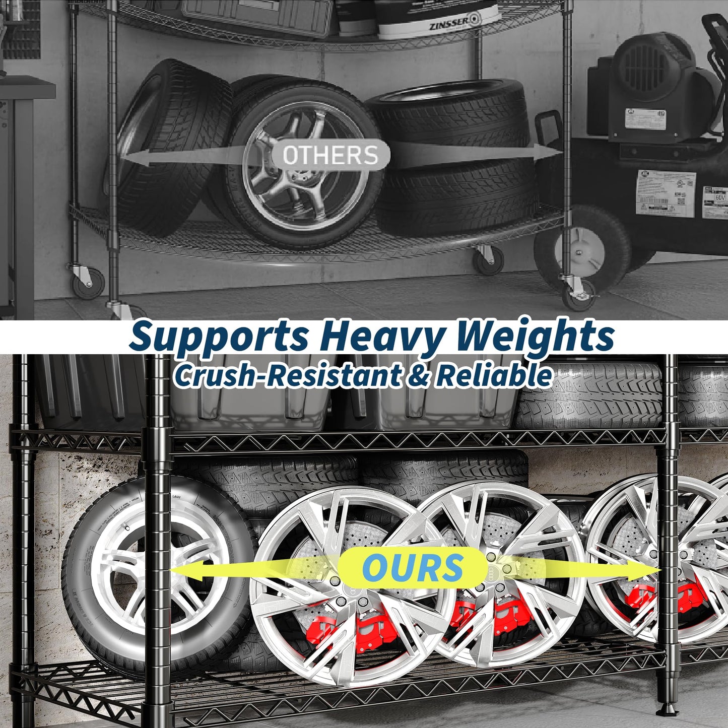 MilleLoom Metal Storage Shelves 4-Tiers, 60" H Wire Shelving Units Heavy Duty 265LBS Loads per Shelf, Adjustable Standing Wire Rack Shelf, for Home Office Pantry Room Basement,71" W x 15.7" D