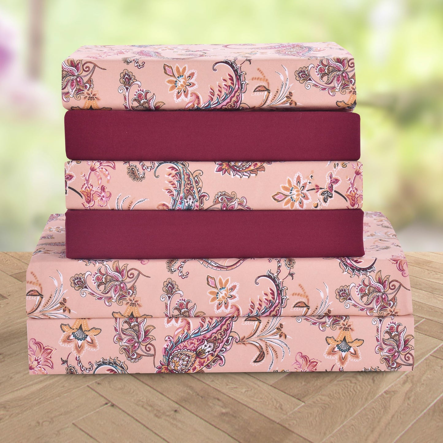 Elegant Comfort Softest and Coziest 6-Piece Sheet Set - 1500 Premium Hotel Quality Microfiber - Deep Pocket, Wrinkle Resistant 6-Piece Paisley Pattern Bed Sheet Set, King, Paisley Coral
