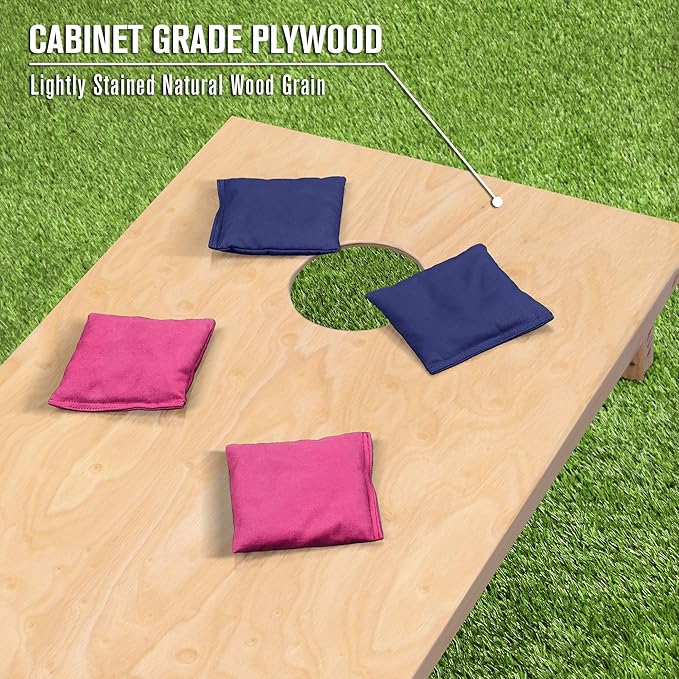 GoSports Regulation Size Wooden Cornhole Set with Natural Wood Finish - Includes Carrying Case