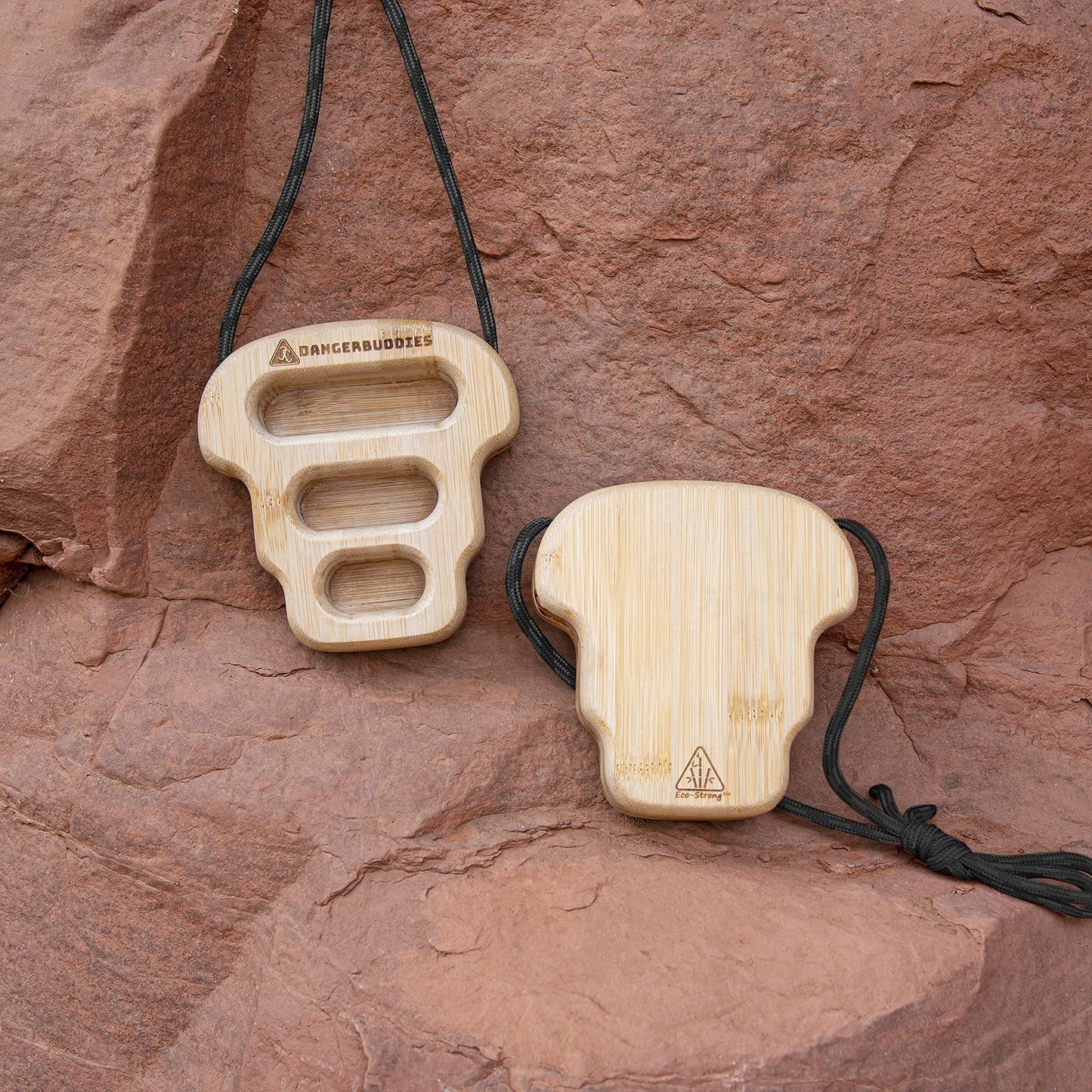 Danger Buddies Eco-Strong Bamboo Hangboards – Portable Wood Rock Climbing Rock Ring Fingerboards