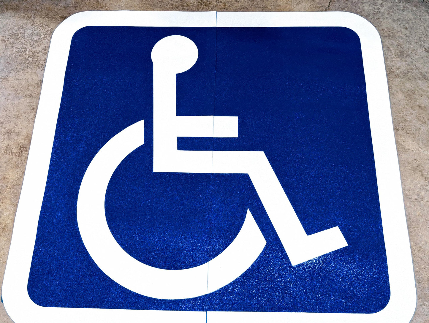 Handicap Parking Sign- Heat Applied Preformed Reflective Pavement Marking Sign for ADA Compliant Parking Lots, DuraMark, Blue and White, 48" x 48"