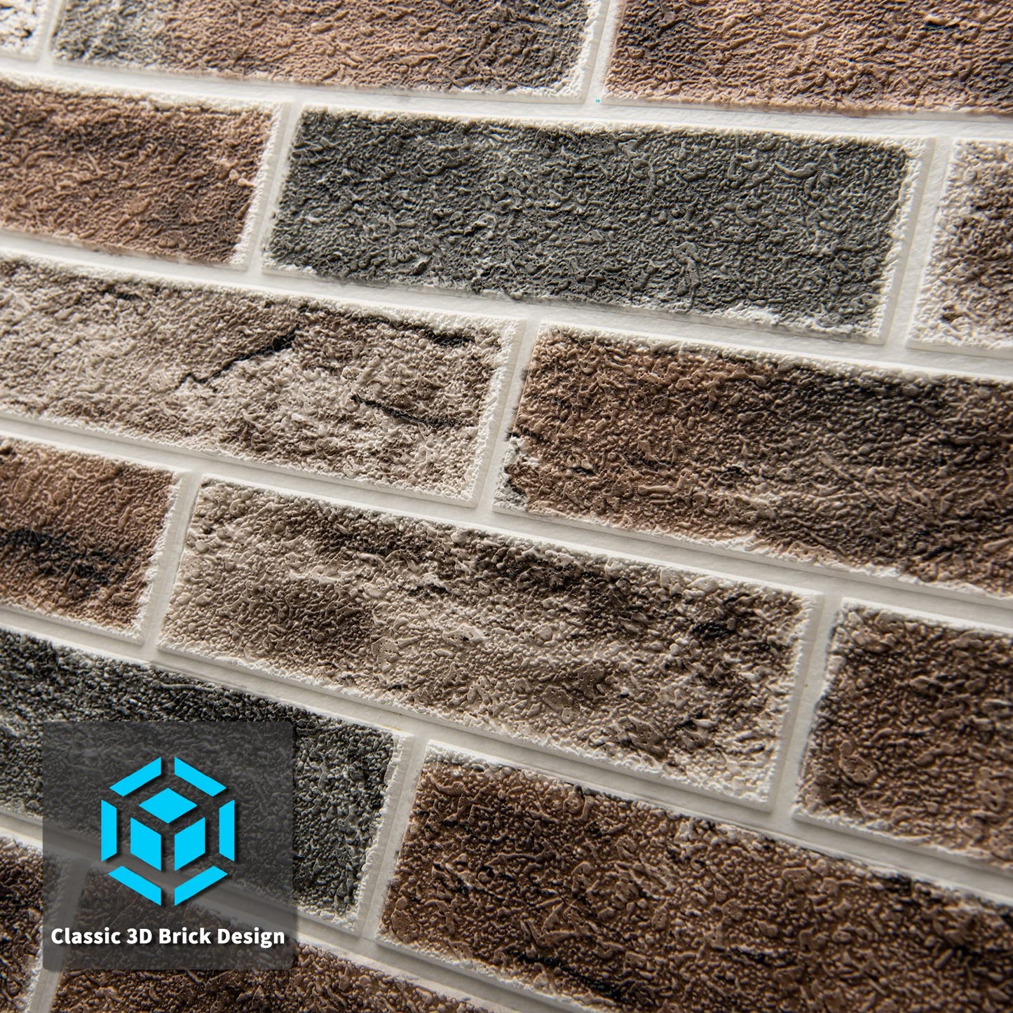 Art3d 20-Pack105 Sq.Ft Faux Brick 3D Wall Panels Peel and Stick in Gray Brown, Self Adhesive Waterproof Foam Wallpaper for Bedroom, Bathroom, Kitchen