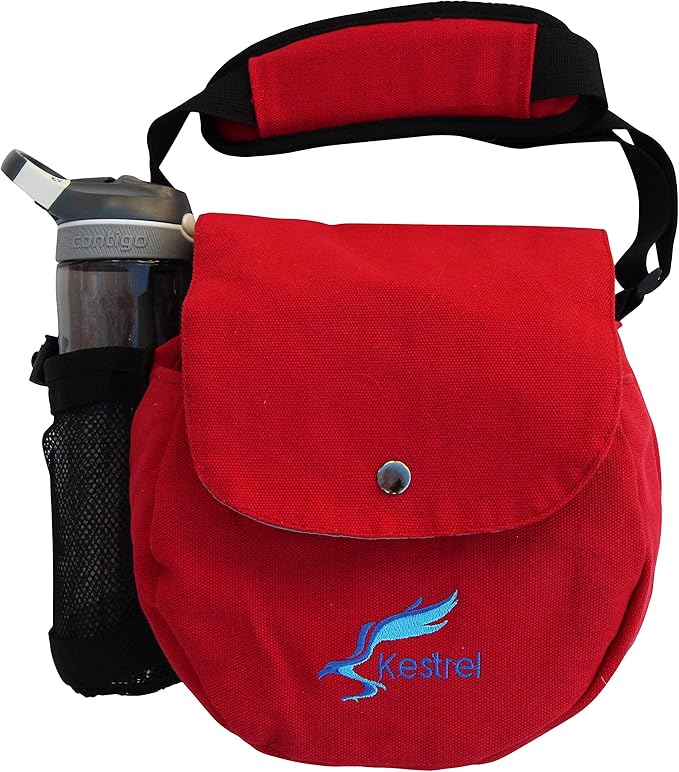 Kestrel Black Disc Golf Bag - Fits 6-10 Golf Discs + Bottle - For Beginner & Advanced Golfers - Extremely Durable Canvas - Frisbee Golf Bag - Small Sling/Shoulder Disc Golf Bag For Men & Women