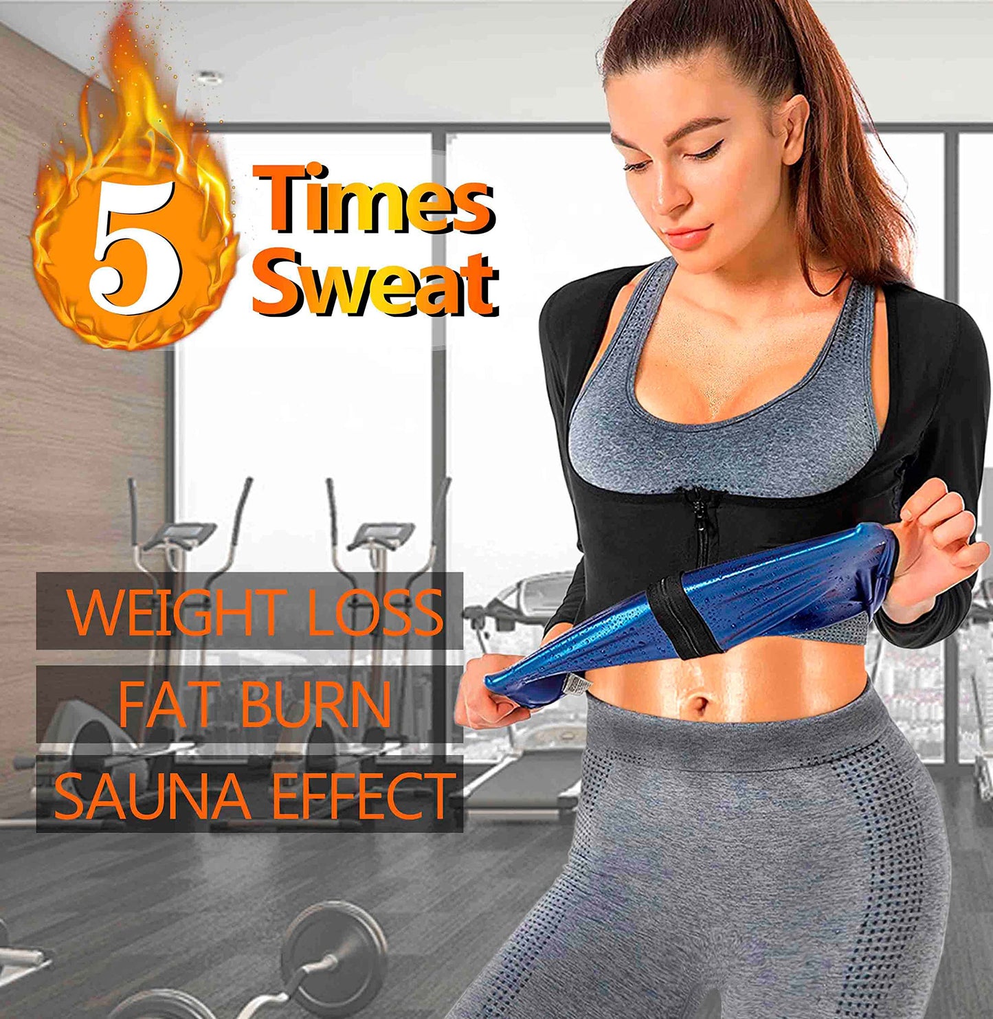 DYUAI Sauna Shirt for Women Sauna Suit for Women Waist Trainer Sauna Sweat Vest Workout Body Shaper Long Sleeve(6003-01-XL)