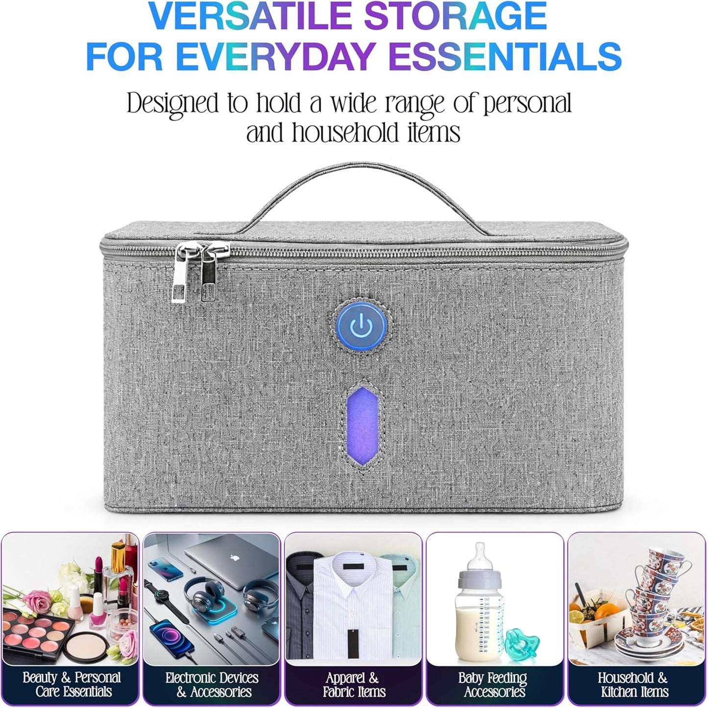 Brookstone UV Light Bag, Portable Sterilizing Bag for Everyday Items, Including Smart Phones, Masks and Small Gadgets