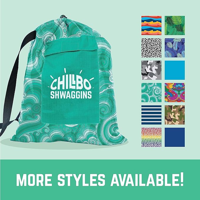 Chillbo Shwaggins Inflatable Couch – No-Pump Setup, Ripstop Polyester, Stability Pegs, Fun Prints, Portable Air Lounger for Beach, Camping, Festivals, and Tailgating - Green Wave