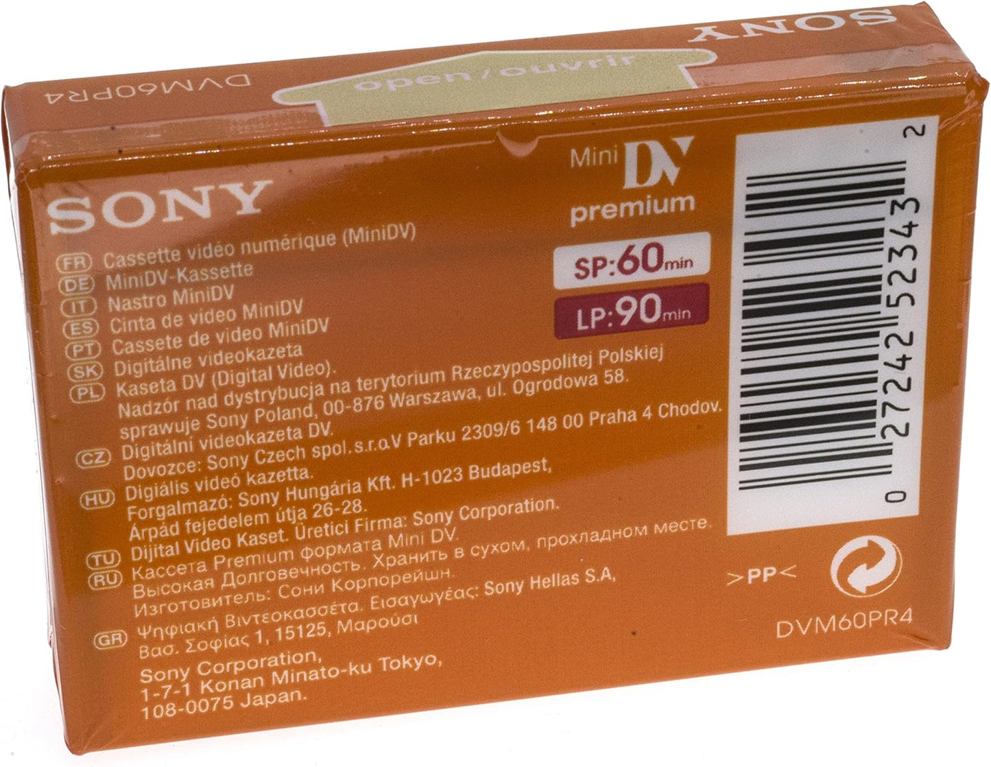 Sony Cassette, 60 Premium Grade DVC Camcorder Videotape Minutes