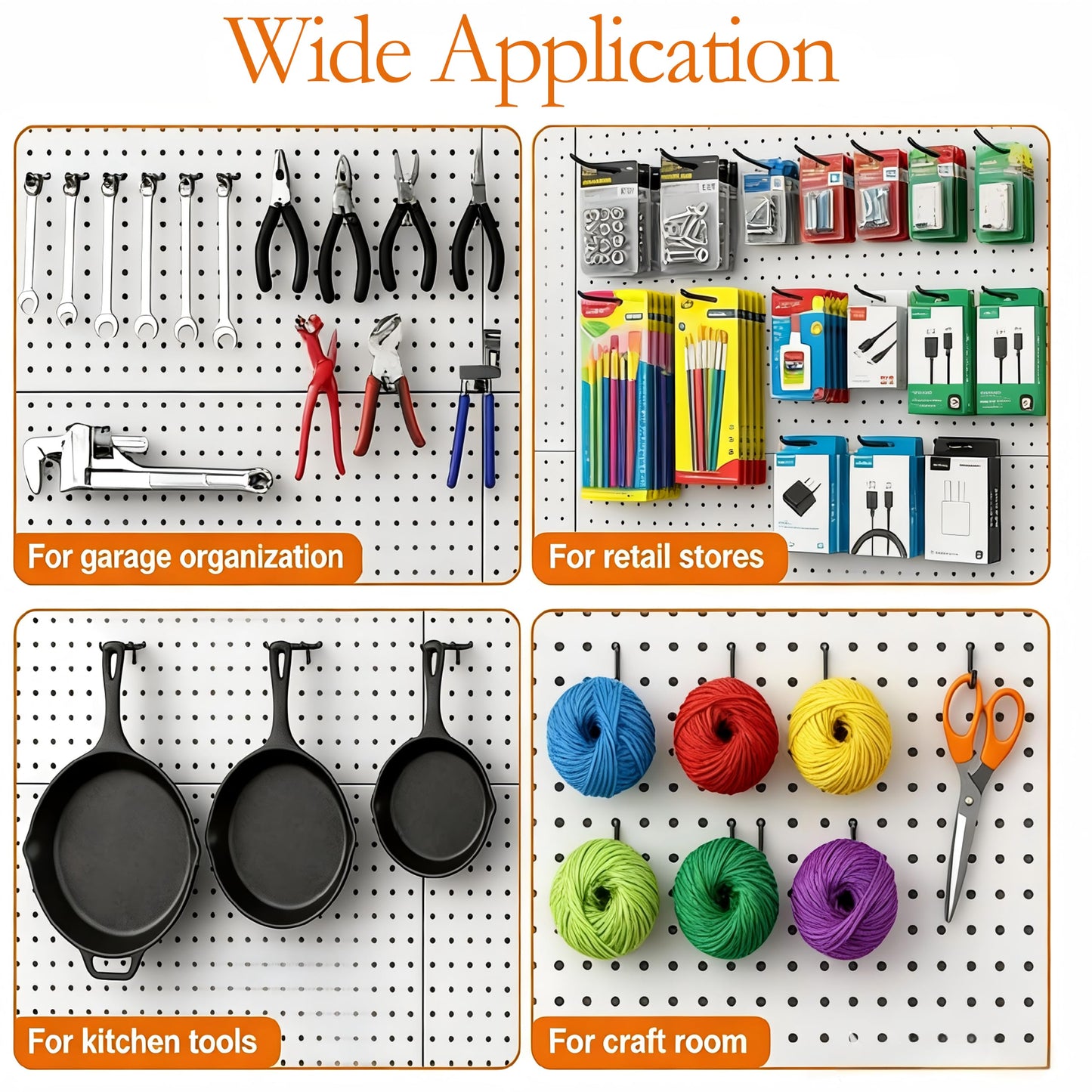 Hogurity 80 Pack 4 Inch Black Pegboard Hooks,Extra Thick 1/4" Heavy Duty Peg Board Hooks for Hanging, Pegboard Accessories for Garage, Kitchen, Gym, Store Wall Organizer