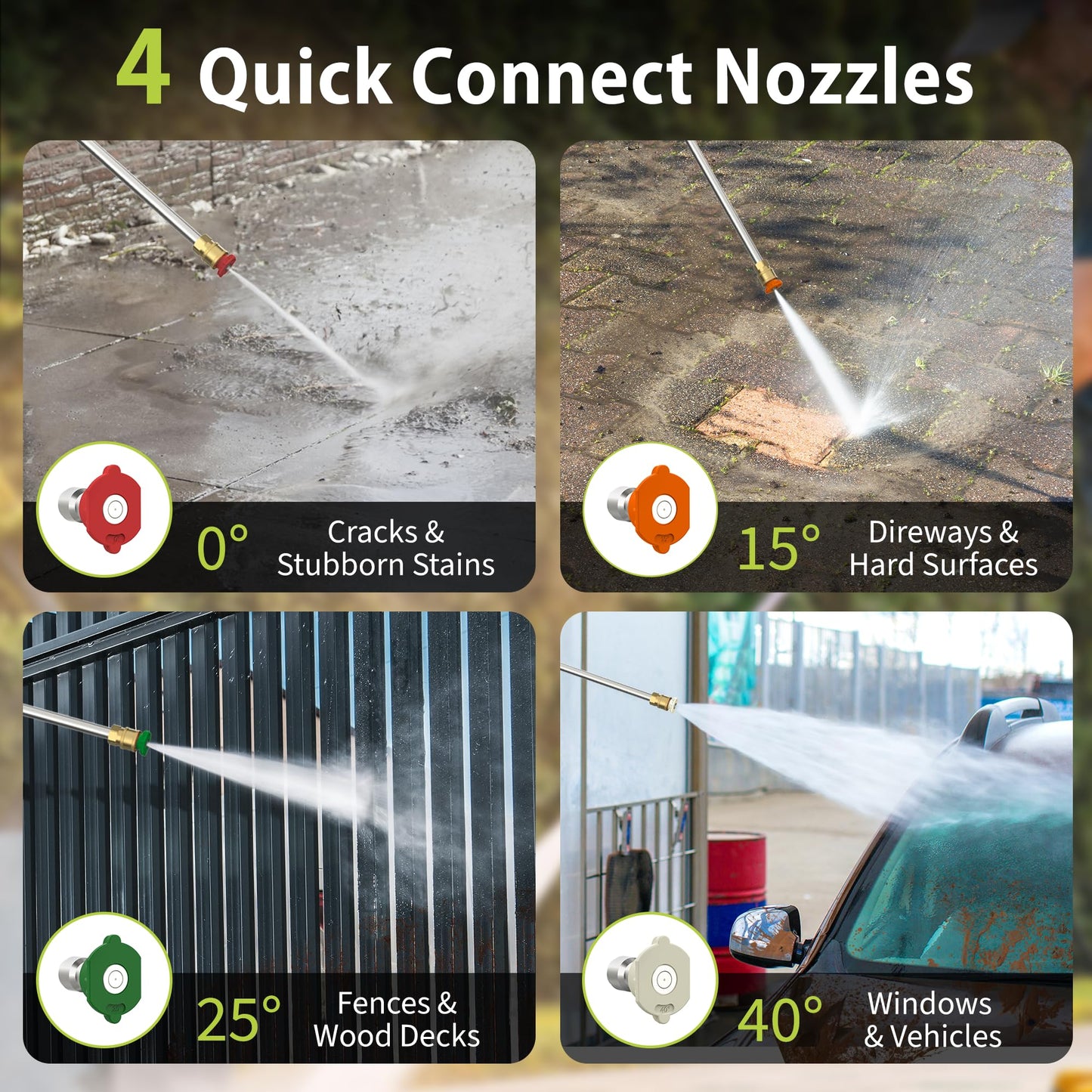 Yeryork Pressure Washer, 3500 PSI Power Washer with 4 Lockable Wheels, Steel Wand, 4 Quick Connect Nozzles, 500ml Foam Cannon, High Pressure Washer for Decks/Driveways/Cars Cleaning