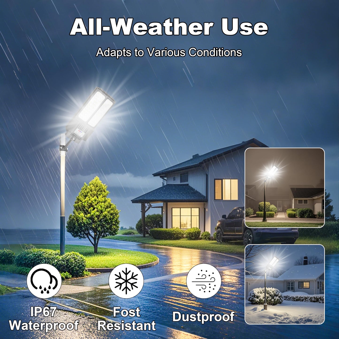 Jadisi 2026 New Solar Street Light, Solar Street Lights Outdoor Waterproof Dusk to Dawn 7000K LED Security Flood Light with Motion Sensor and Remote Control for Pathway, Entryway & Yard