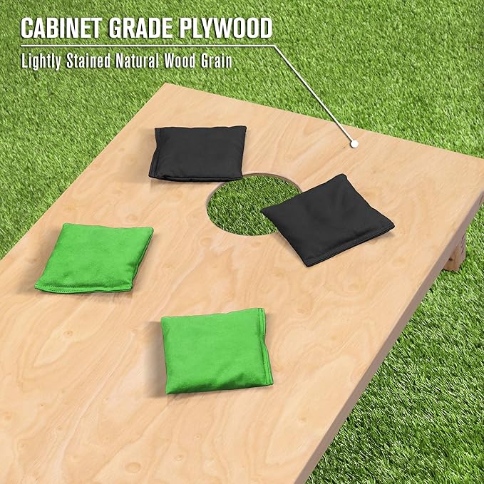 GoSports Regulation Size Wooden Cornhole Set with Natural Wood Finish - Includes Carrying Case