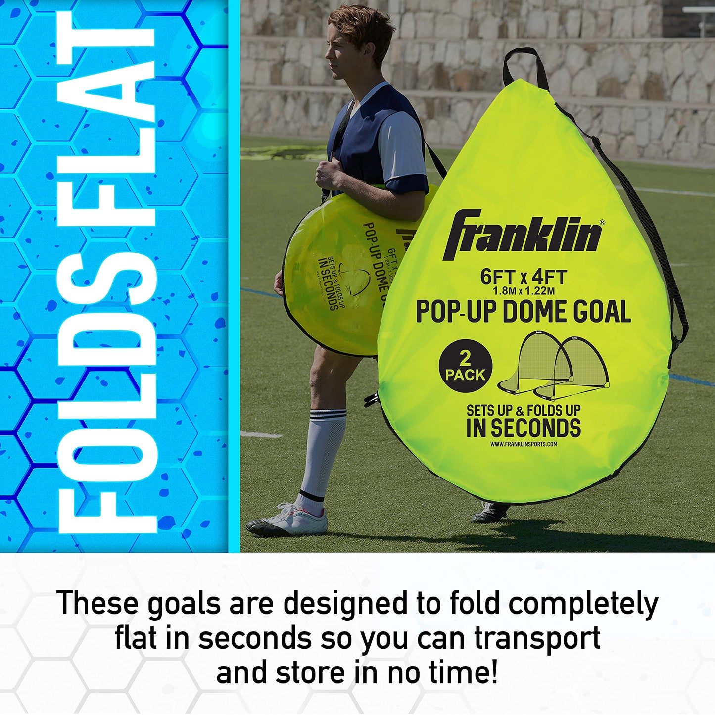 Franklin Sports Pop-Up Dome Shaped Soccer Goals - 6' x 4' (2 Goals)