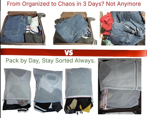 Mesh Laundry Bags for Delicates by [Brand Name] - 3 Pack (12”×16”) with Color-Coded Zippers | Protects Clothes & Breathable Honeycomb Mesh