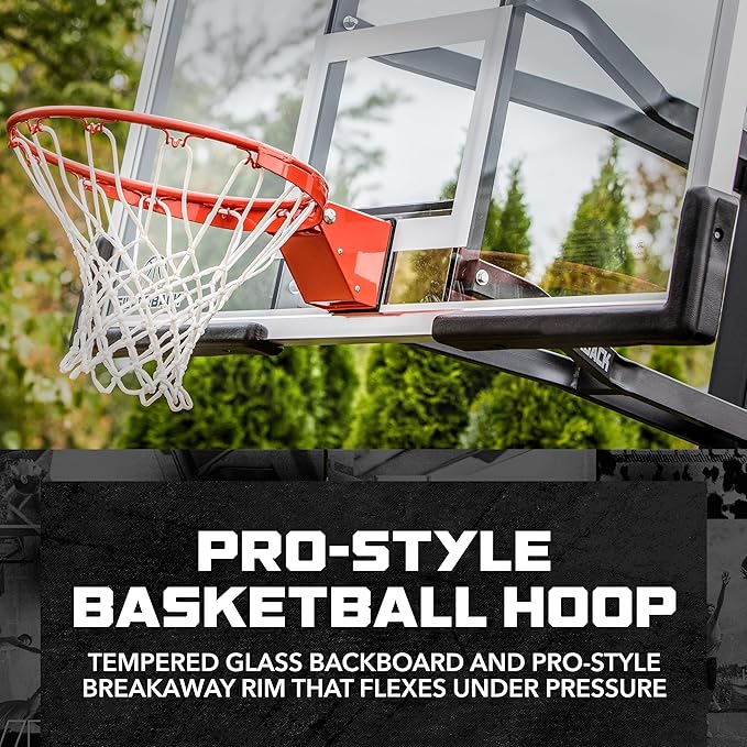 Silverback In-Ground Basketball Hoops, Adjustable Height Tempered Glass Backboard and Pro-Style Flex Rim. - Multiple Styles Available