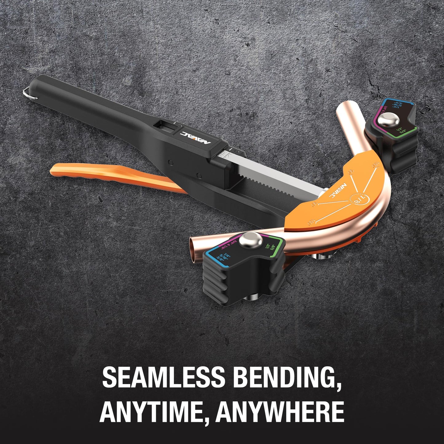 NAVAC NTB7 Ratcheting Tubing Bender for HVAC - Soft Copper Bender for Sizes 1/4, 5/16, 3/8, 1/2, 5/8, 3/4, 7/8 Inch OD