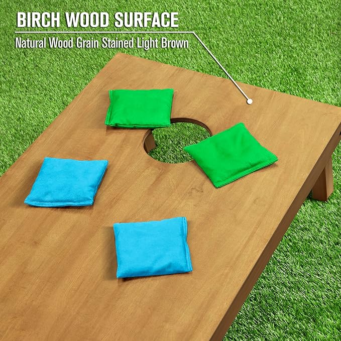 GoSports 4 ft x 2 ft Regulation Size Wooden Cornhole Boards Set - Includes Carrying Case - Full Regulation Size Bean Bag Toss Boards