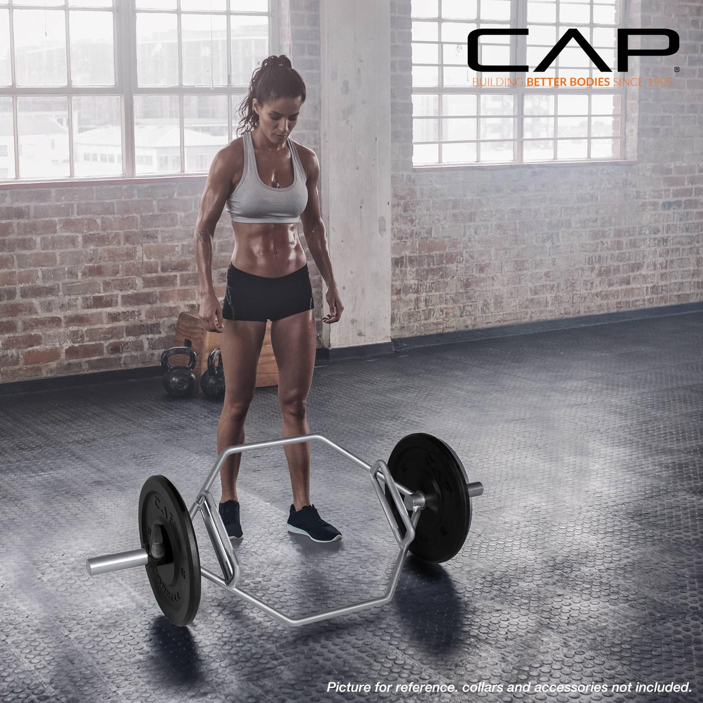 CAP Barbell Olympic Hex Trap Bar with Combo Grips, Shrug Deadlift Bar - Chrome