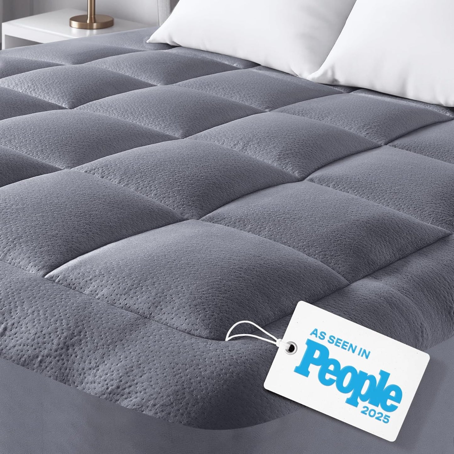 Skiennix Ultra Soft California King Mattress Topper - Bamboo Viscose Pillow Top for Cooling Comfort