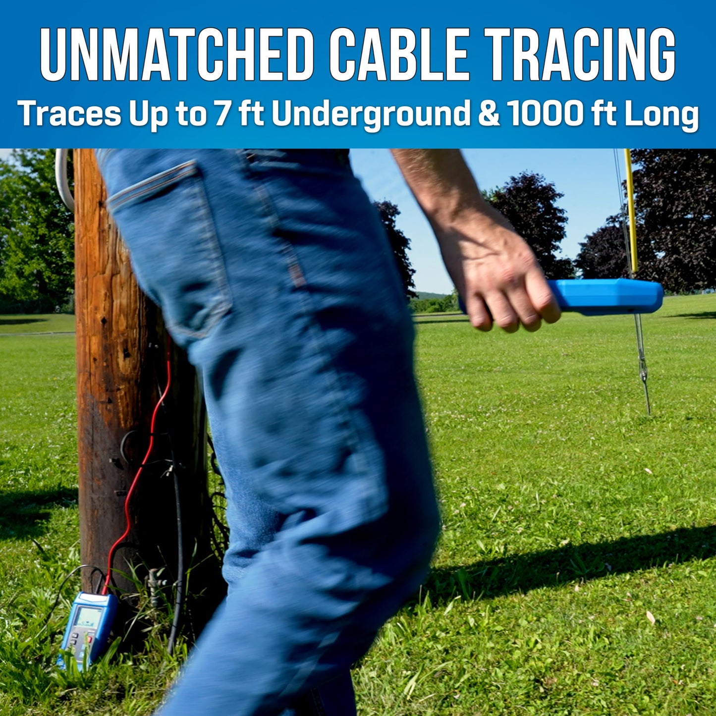 Jonard Tools WCT-700 Underground Wire Tracer and Circuit Finder- Trace Cables Up to 7 ft Underground, 1000 ft Long, Dual Backlit LCD Screens, Adjustable Sensitivity, CAT III 600V Rating