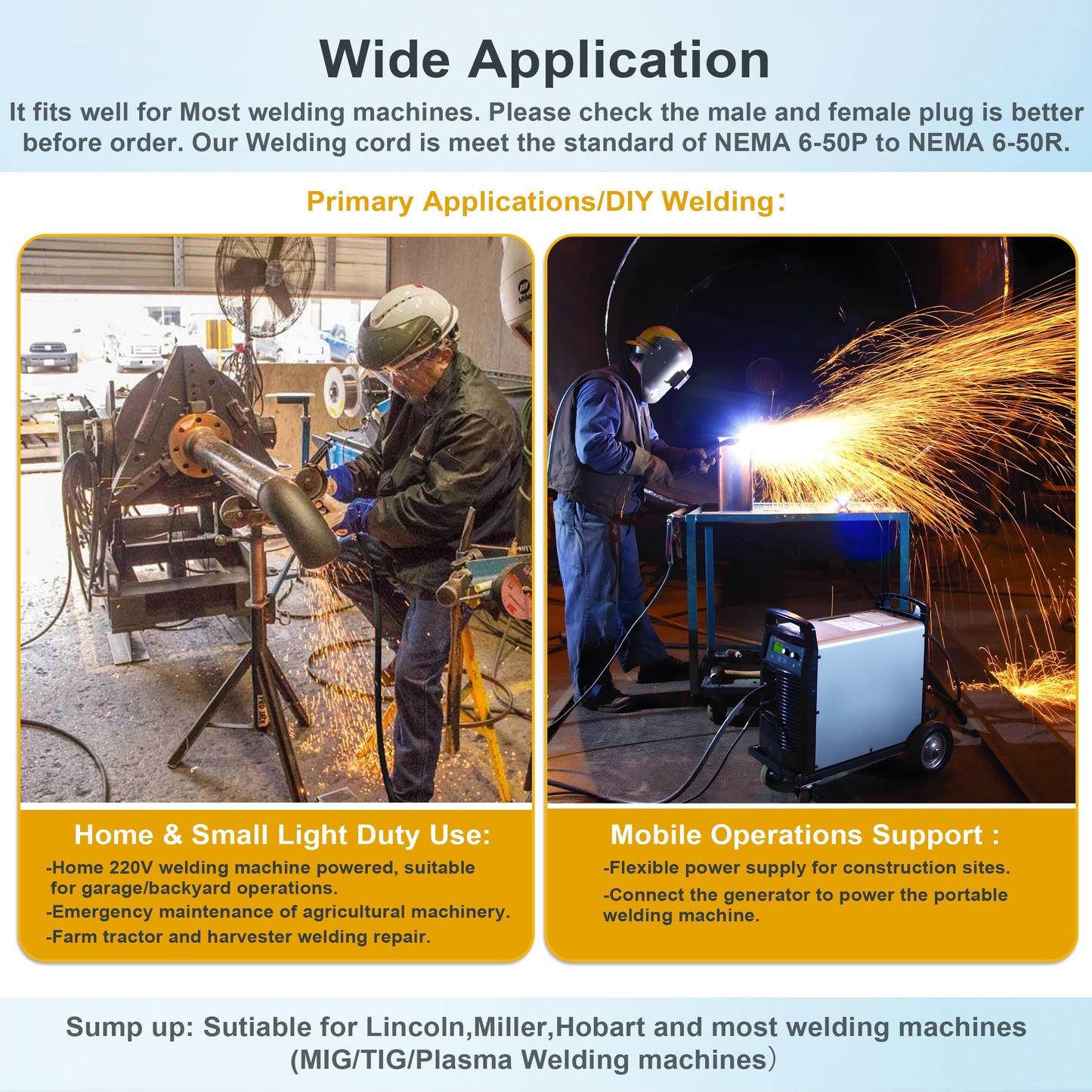 Welding Cord 6 AWG, 25FT, Welding Extension Cords 50 amp, 125V/250V Welding Power Cord NEMA 6-50P to NEMA 6-50R