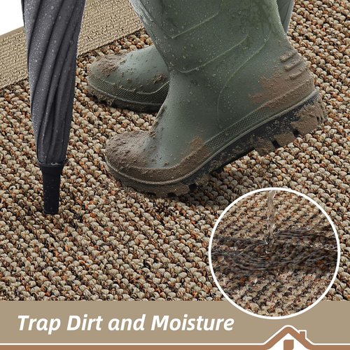 BEQHAUSE Indoor Door Mat - Non-Slip, Washable Dirt Trapper Rug | 20" x 32", Taupe Color for Entryway