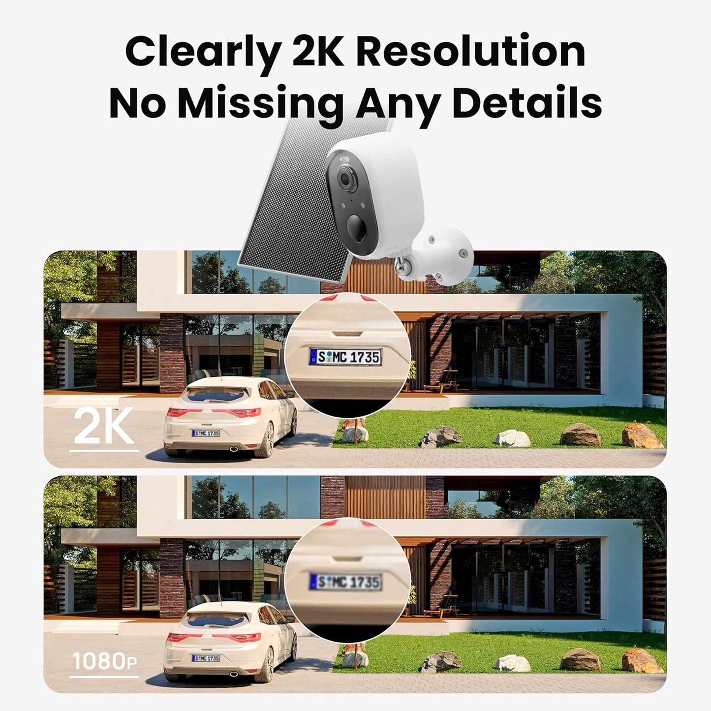 Aurumbach 2K Detection,2.4GHz 2-Way Solar Security Camera Outdoor Wireless, Color Night Vision, Battery Powered PIR