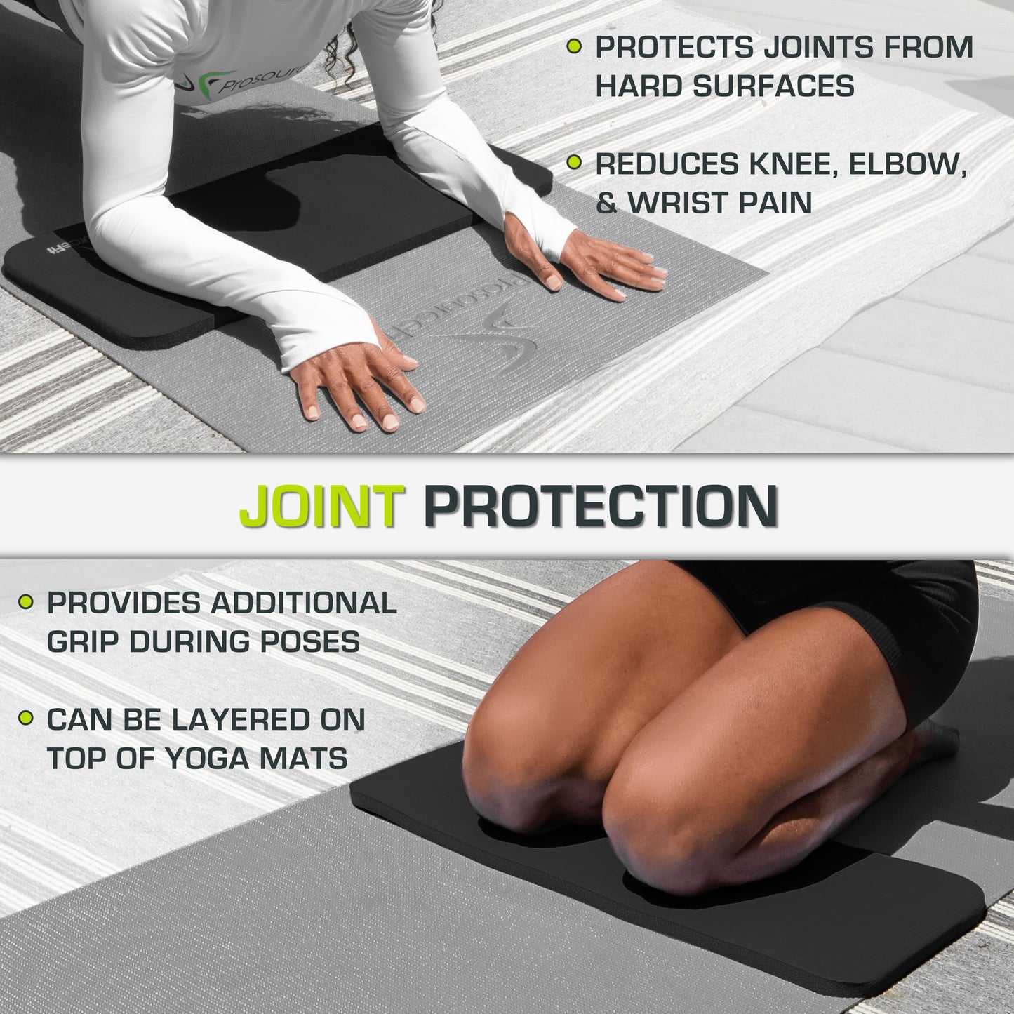 ProsourceFit Extra Thick Yoga Knee Pad and Elbow Cushion 15mm (5/8”) Fits Standard Mats for Pain Free Joints in Yoga, Pilates, Floor Workouts