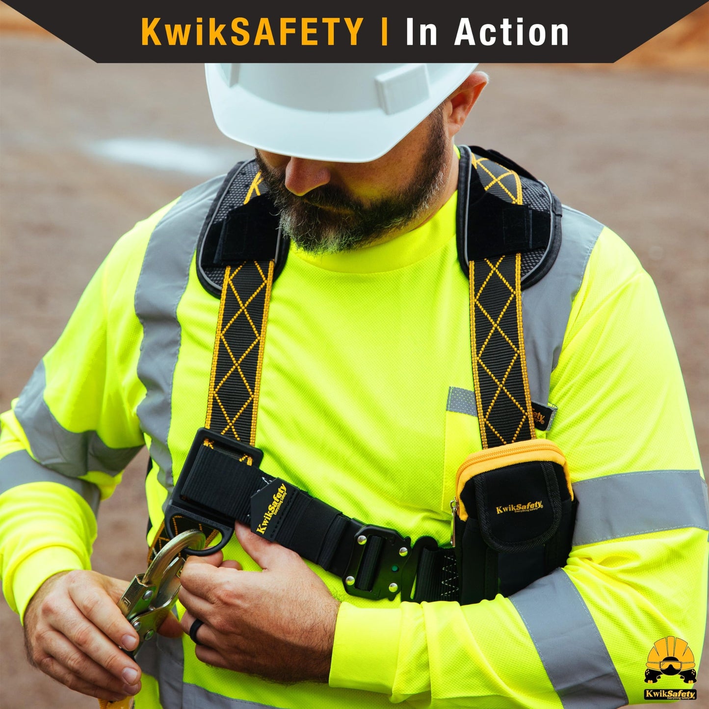 KwikSafety - Charlotte, NC - THUNDER DiamondBACK Safety Harness [5 QUICK CONNECT BUCKLES + 3 D-RINGS] ANSI OSHA Premium Fall Protection Black Full Body Fall Arrest Construction Roofing Gear