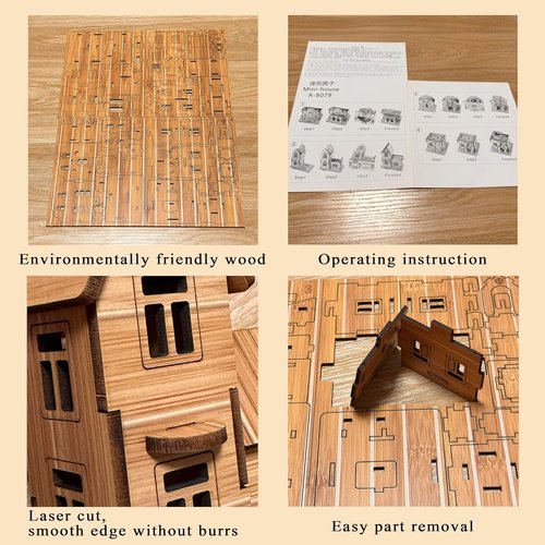 Log Cabin 3D Puzzle by Wooden - DIY Miniature House Model Kit for Teens | 4-in-1 Assembly Fun