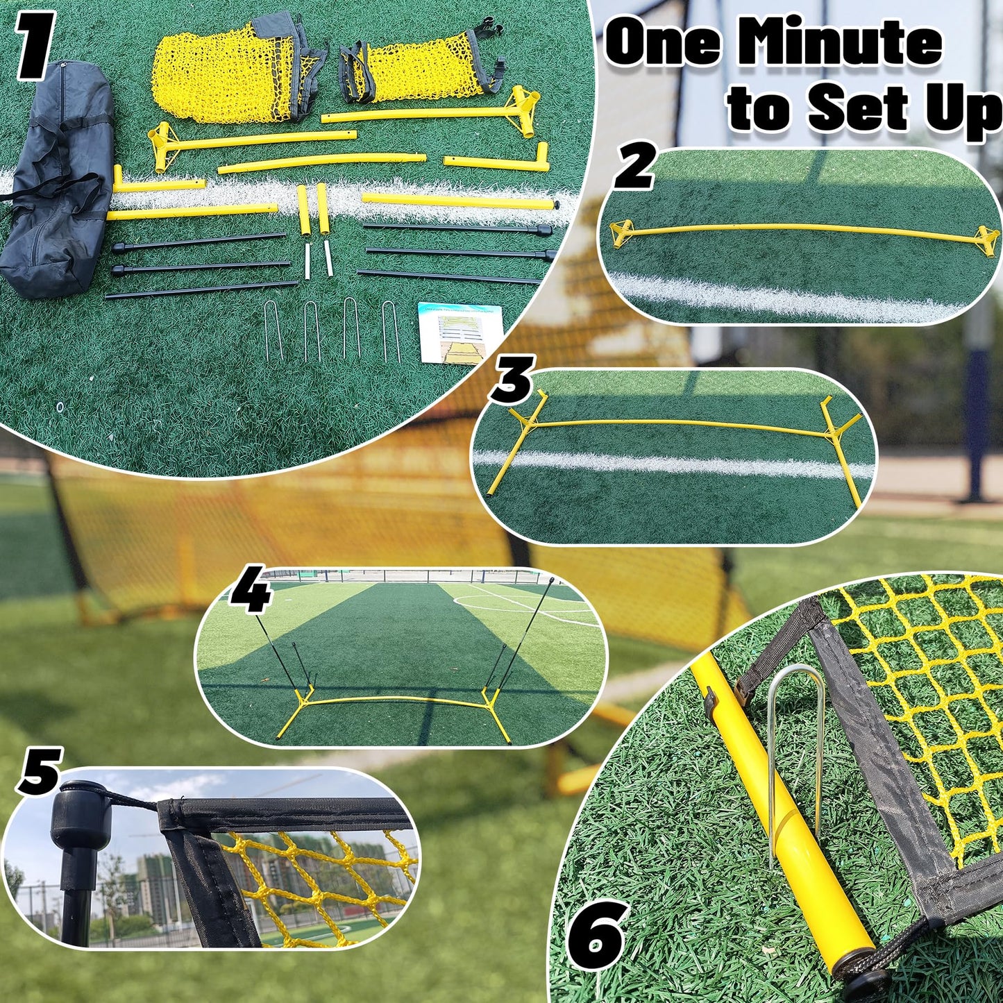 PreGymnastic Portable Soccer Rebounder with Carrying Bag, Dual-Sided Rebounder for Solo Passing, Receiving, Trapping Practice - Large & Small Rebound Net, Weather Resistant