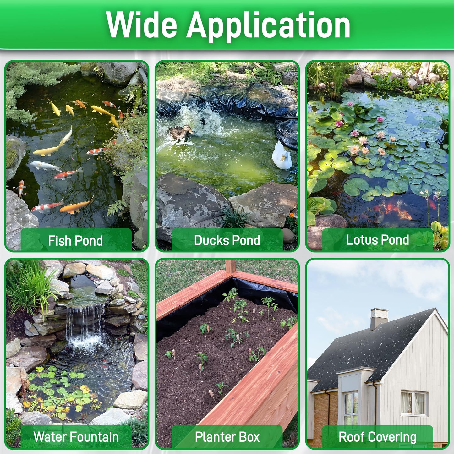 Sinimaka Pond Liner 26 x 33 Ft, HDPE Durable Large Pond Liners for Outdoor Ponds, Pond Liners for Fish, Koi, Water Garden, Waterfall, Fountain