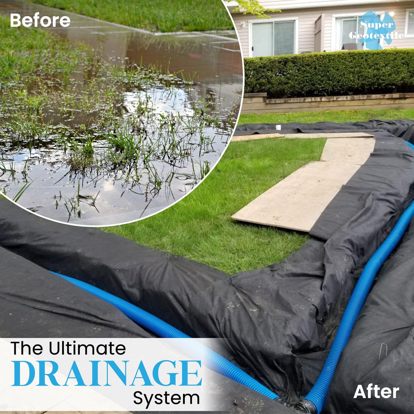 Super Geotextile 4, 6, 8 oz Non Woven Fabric for Landscaping, French Drains, Underlayment, Erosion Control, Construction Projects - 4 oz (3X50)