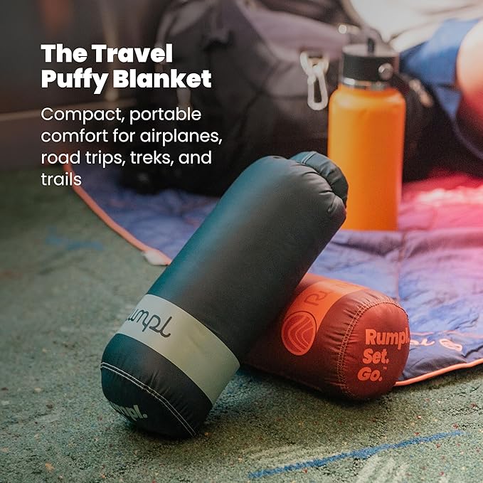 Rumpl Travel Puffy Blanket, Ultra-Packable Travel-Size Warmth and Comfort, Sea Moss