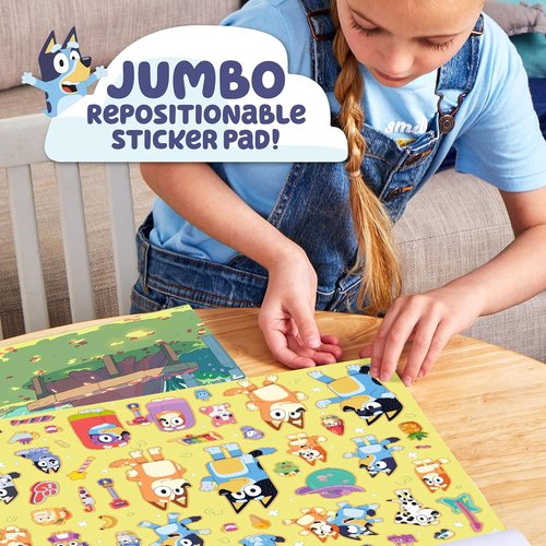 Bluey Jumbo Sticker Pad - 165+ Repositionable Stickers & 5 Play Scenes | Fun for Kids Ages 3+