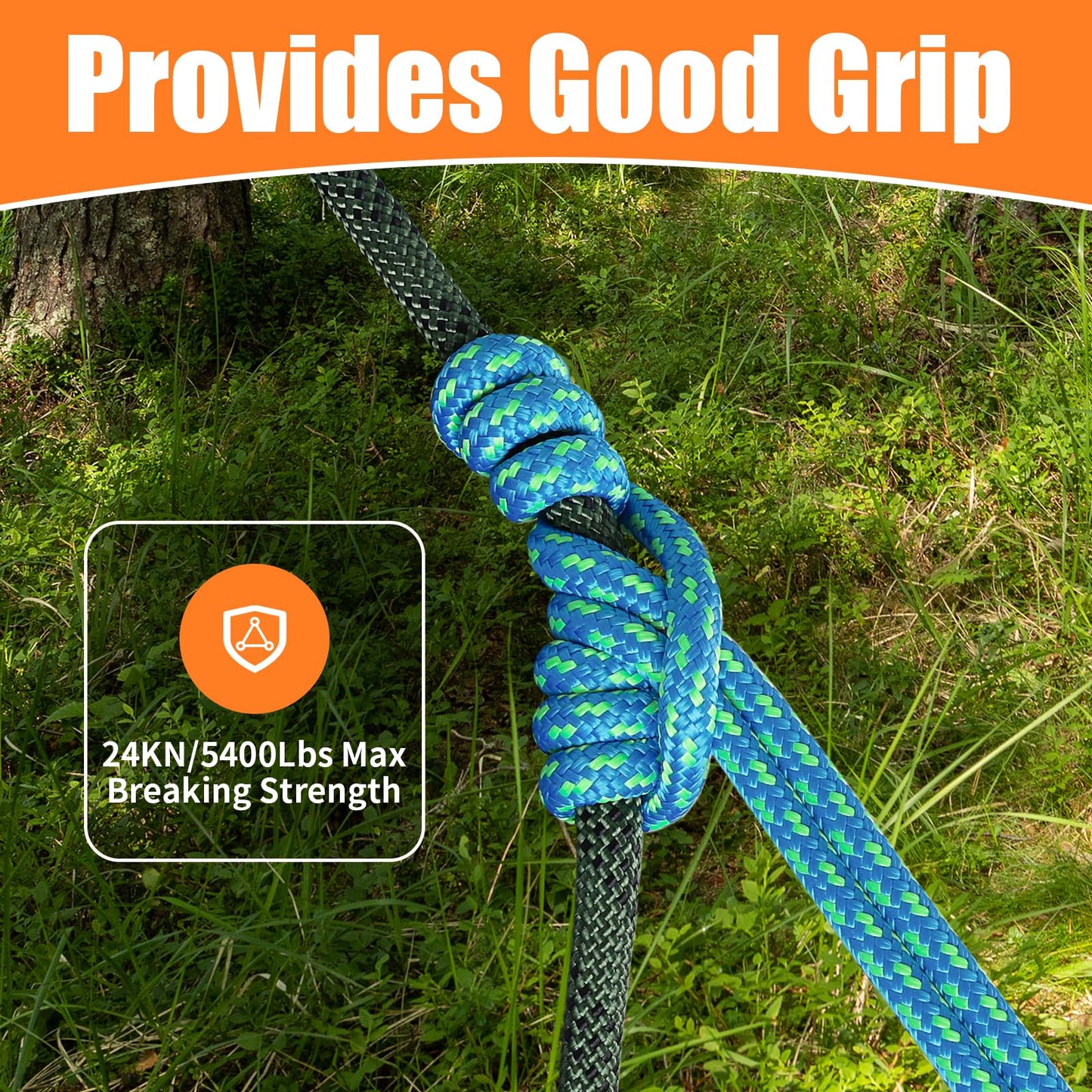 AOLEBA 8MM (5/16") Prusik Loop, Pre-Sewn Prusik Cord, Safety Sewn Prusik Rope for Climbing Arborist Rescue, Outdoor Climbing Aider Prusik Loops 22 Inches - Blue