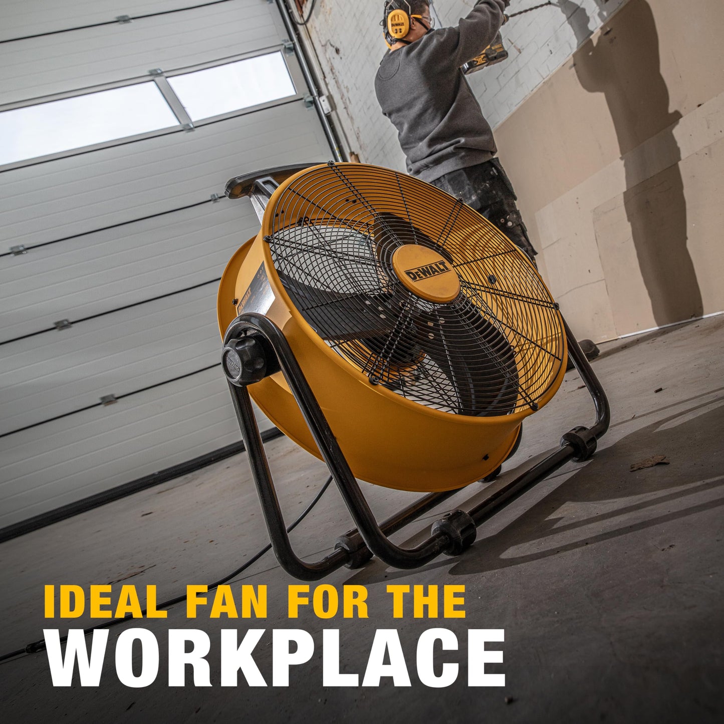 DEWALT DXF2042 Industrial Fan, 20 Inch High Velocity Fans with 3-Speed Adjustable Tilting Head, Drum Fan for Outdoor, House and Warehouse, Yellow