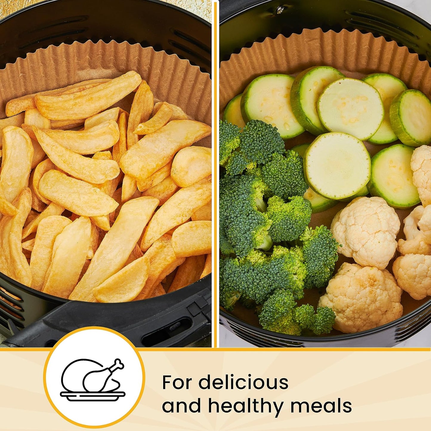 Baker's Signature 250 Pcs Air Fryer Liners - Round Non-Stick & Oil Proof for Easy Cleanup | 8 Inch for 5-8 Qt Baskets
