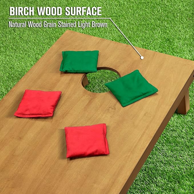 GoSports 4 ft x 2 ft Regulation Size Wooden Cornhole Boards Set - Includes Carrying Case - Full Regulation Size Bean Bag Toss Boards