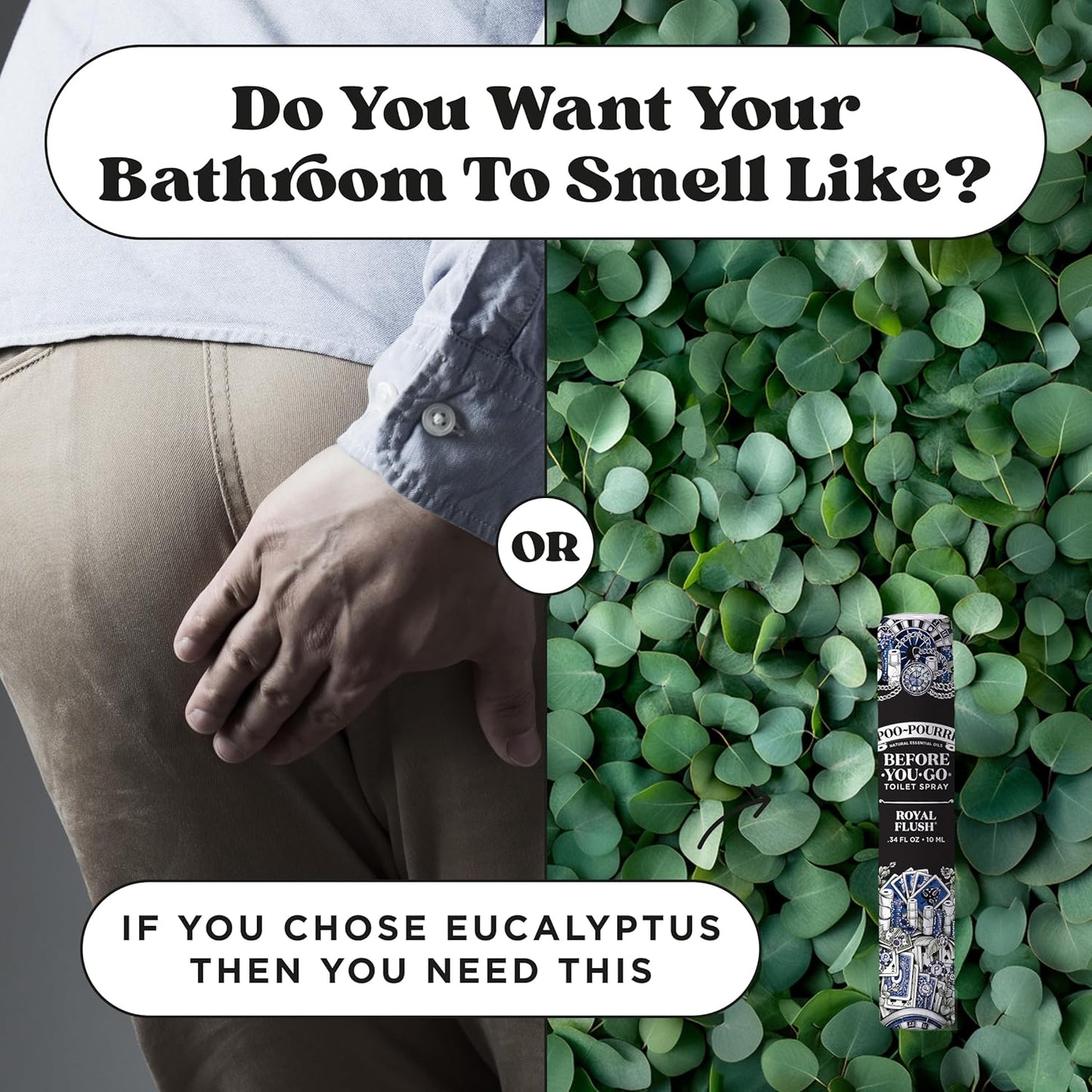 Poo-Pourri Before-You-Go Toilet Spray - Royal Flush Travel Size 10 mL | Eucalyptus & Spearmint Scent