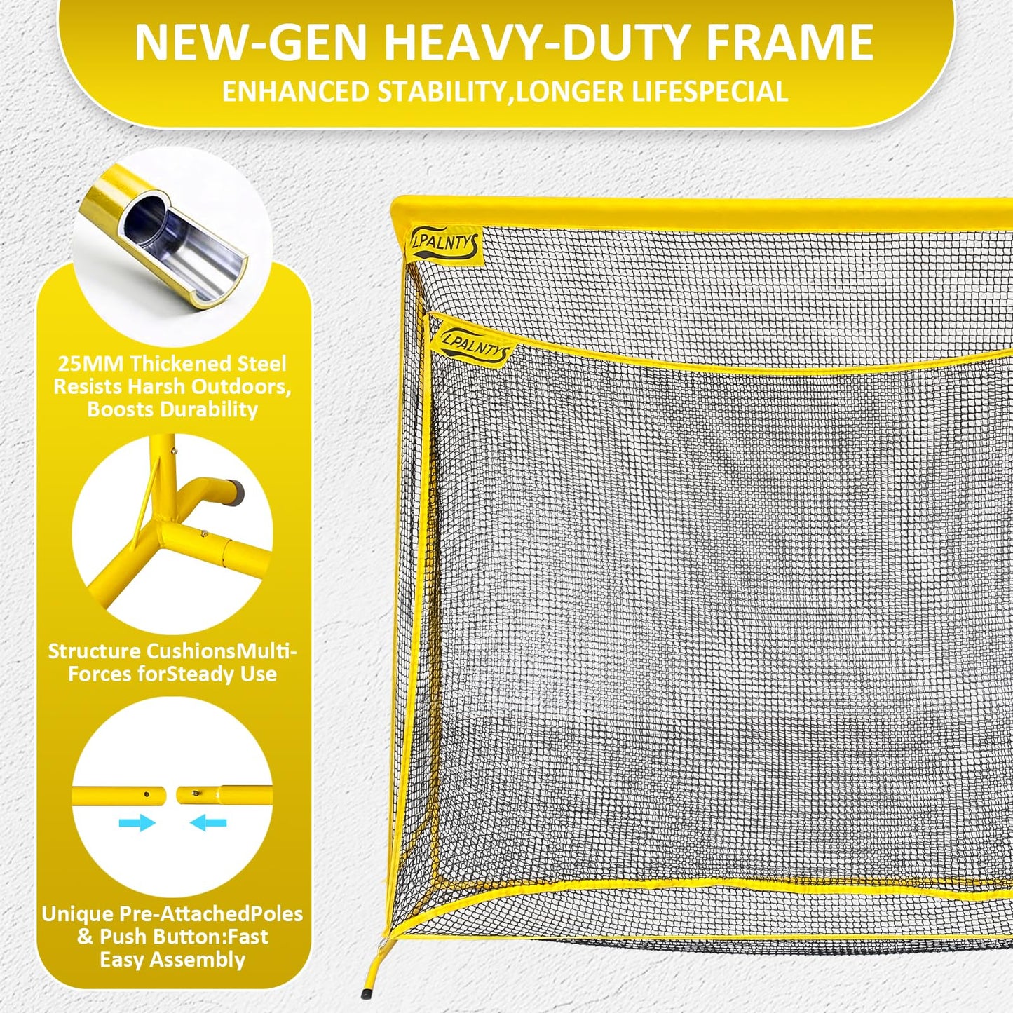 Golf Hitting Net with Extra Striking Net, 10x7ft Heavy Duty Golf Practice Net for Golfer Backyard Driving Swing, Golf Impact Net Cage Metal Frame with Storage Bag and Elevated Base, Indoor Outdoor Use