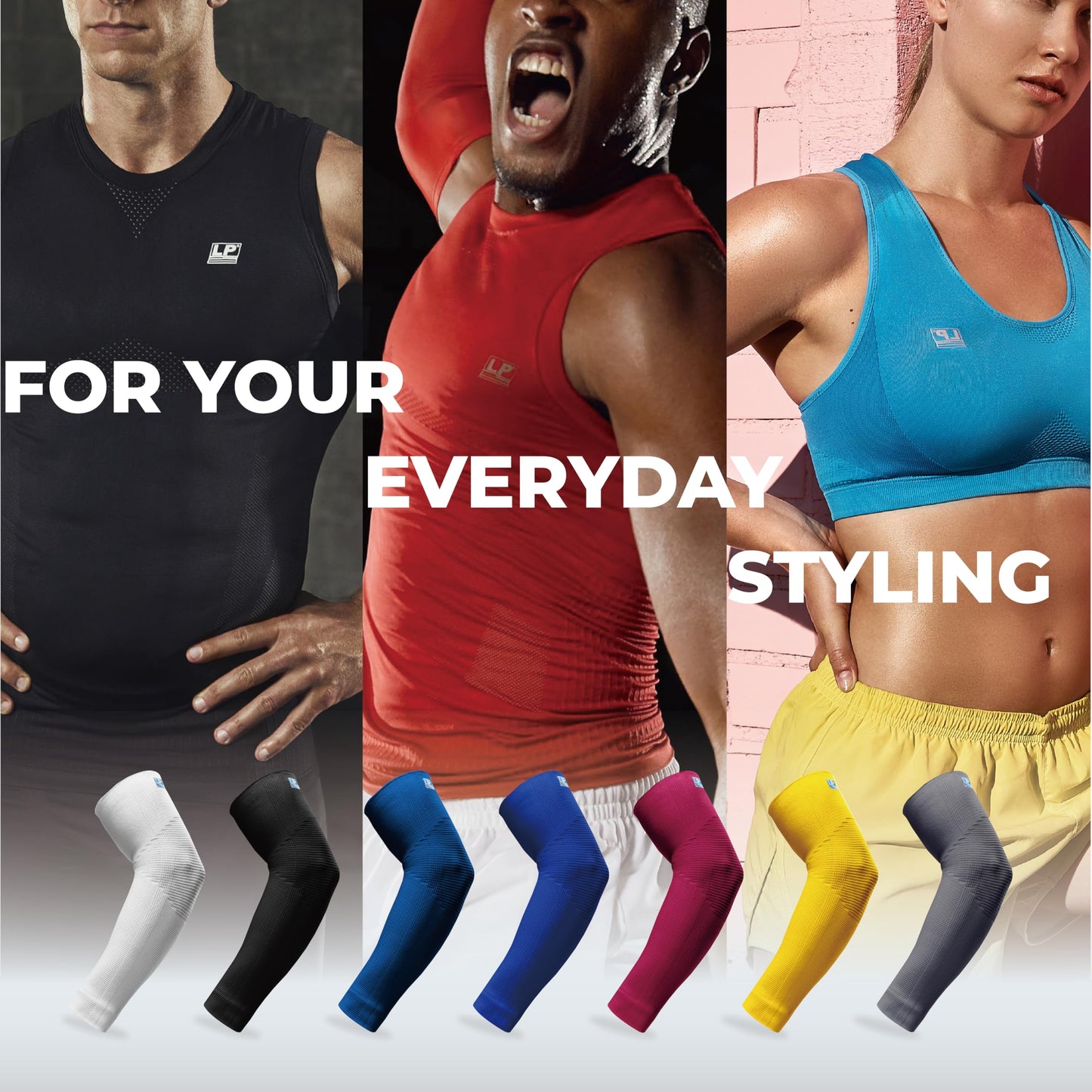 LP SUPPORT 668 Compression Elbow Sleeve - Arm Sleeve for Workouts, Sports & Weightlifting - for Golf and Tennis Elbow Brace for Men & Women (Gray, L, 1pcs)
