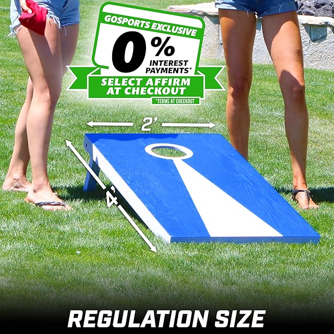 GoSports 4 x 2 ft Regulation Size Wood Cornhole Boards - 10 Vintage Wood Designs (Choose Your Style)