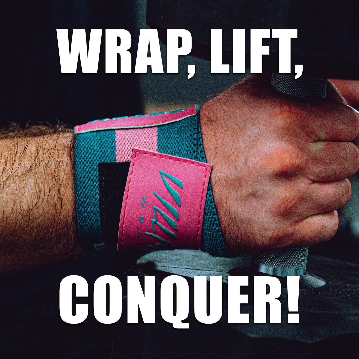 Villain 16" Wrist Wraps for Weightlifting & Powerlifting – Adjustable Support Straps for Men and Women – Ideal for Strength Training, CrossFit, Bodybuilding – Durable Comfort to Eliminate Wrist Pain - Pink Teal