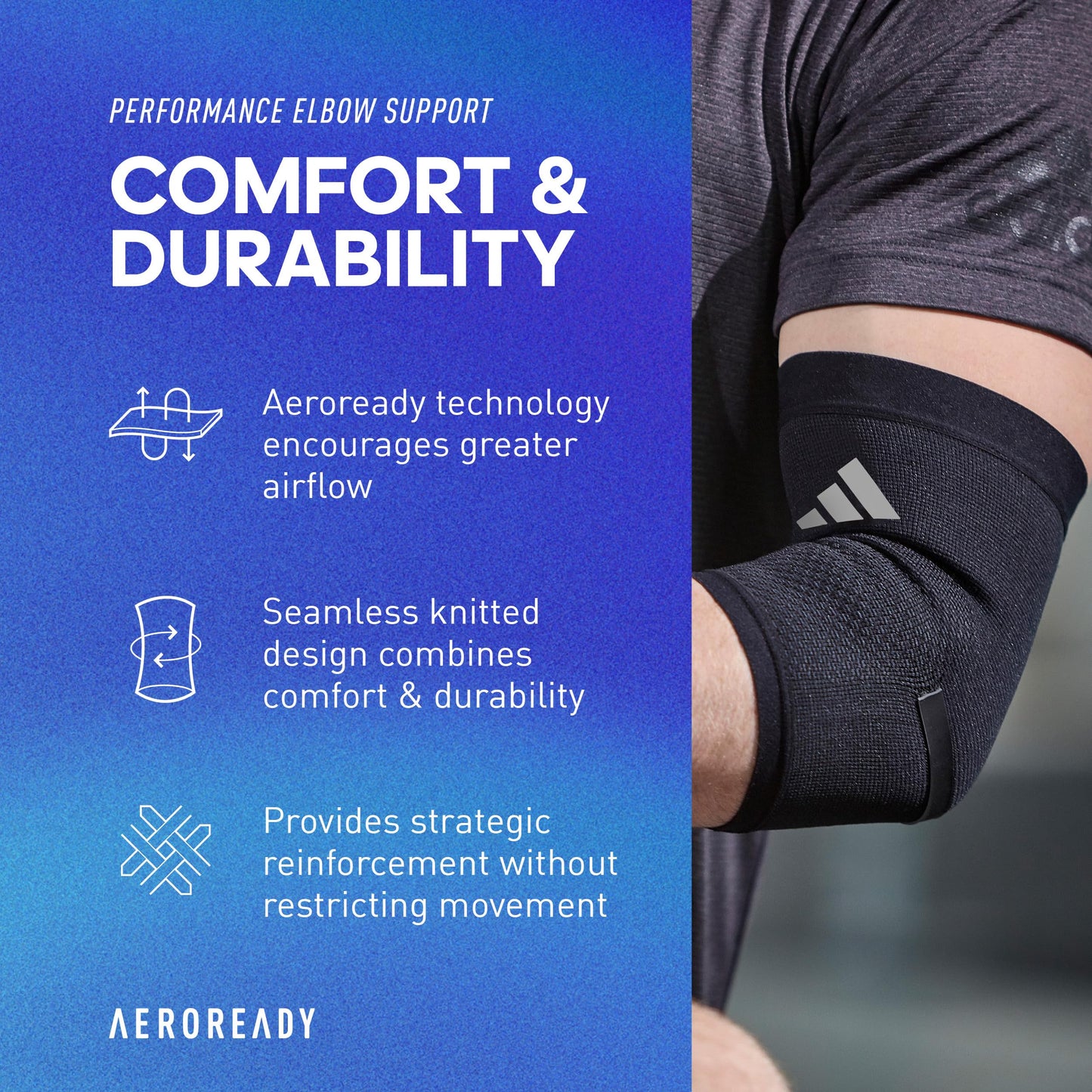 adidas Performance Climacool Elbow Support Sleeve - Elbow Support for Training, Competitions, and General Fitness - Ergonomic Design, Silicone Grip, Breathable Seamless Design - Black, Medium