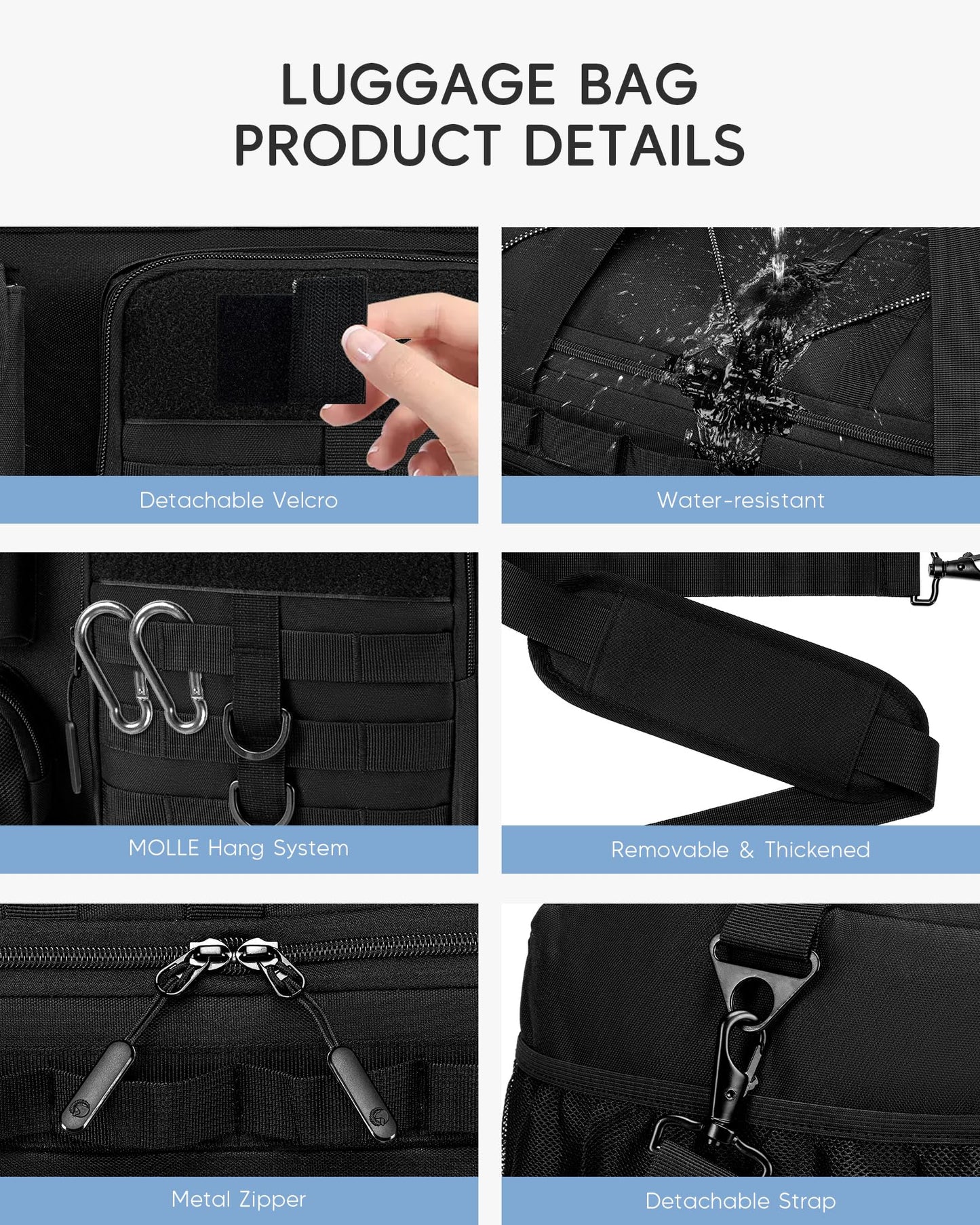 Nixjoro Gym Bag Men Women Carry On Luggage 22x14x9 Airline Approved 3 in 1 with Tactical Bag with Laptop Shoe Compartment for Weekender Overnight Range Workout