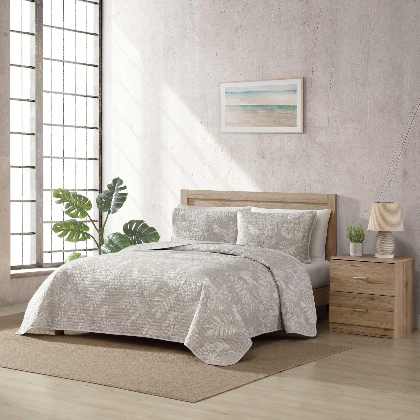 Tommy Bahama - Full/Queen Quilt Set, Lightweight and Breathable Bedding with Matching Sham(s), Super Soft Bedding Set (Jungle Toile Beige, Full/Queen)