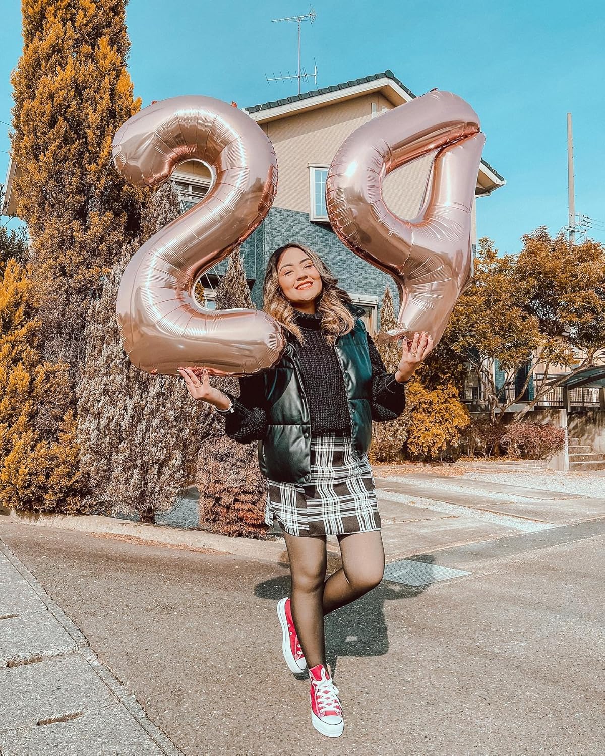 Rose Gold Number 8 Balloon - 40 Inch Giant Foil Balloon for 8th Birthday Party Decorations
