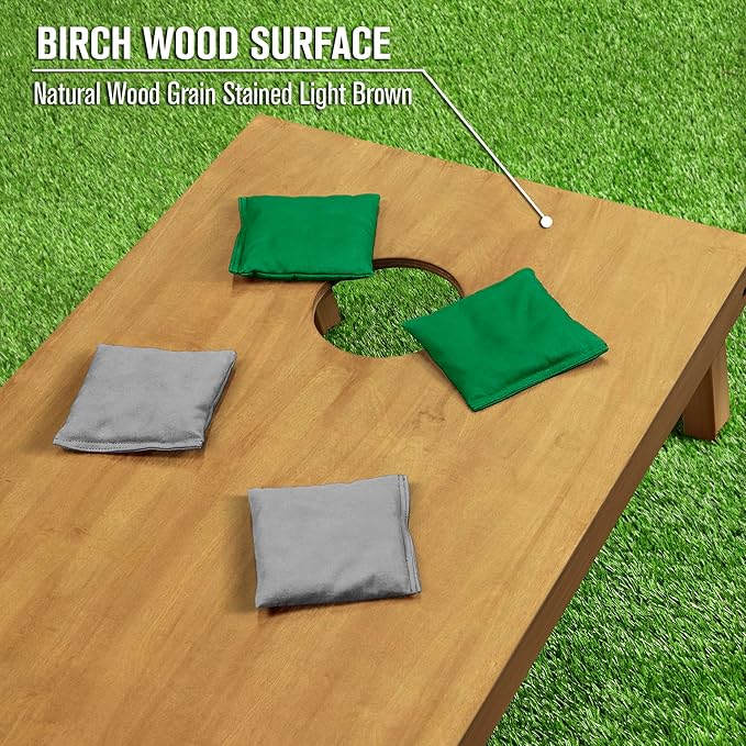 GoSports 4 ft x 2 ft Regulation Size Wooden Cornhole Boards Set - Includes Carrying Case - Full Regulation Size Bean Bag Toss Boards