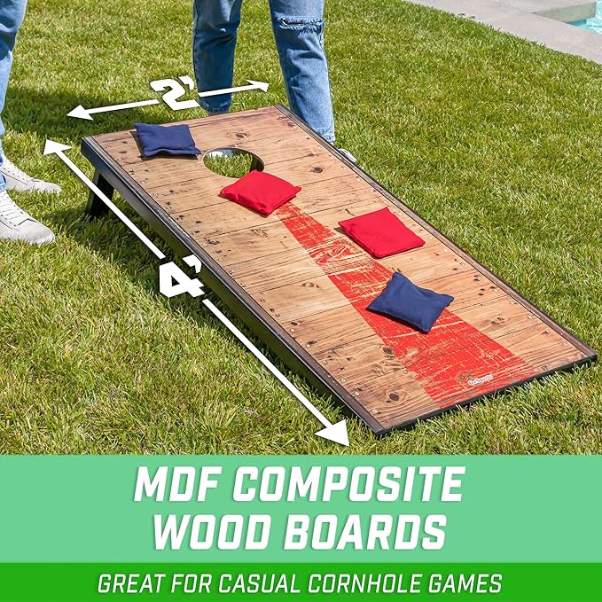 GoSports Portable Cornhole Sets, 8 Styles – Choose 4 x 2 ft or 3 x 2 ft - Boards Include 8 Bean Bags, Travel Case, and Game Rules